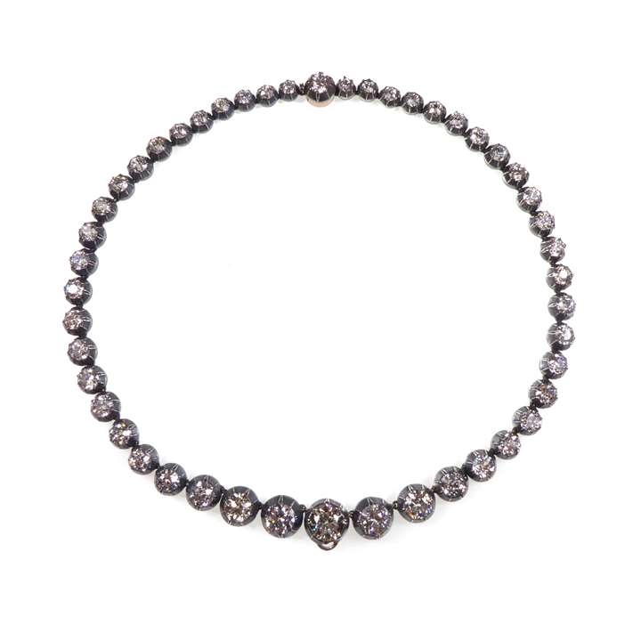 Antique graduated diamond collet necklace